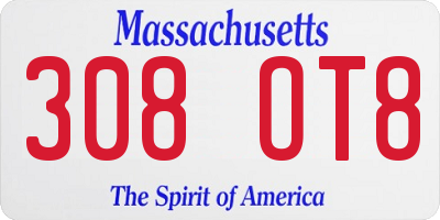 MA license plate 308OT8