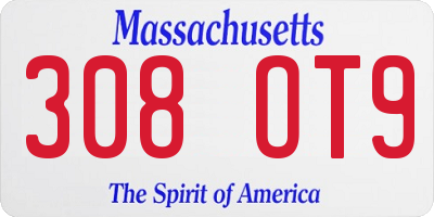 MA license plate 308OT9
