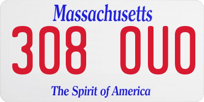 MA license plate 308OU0
