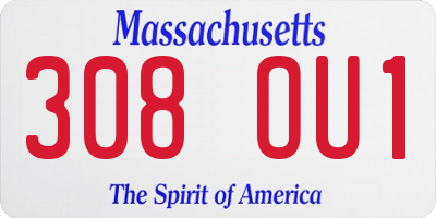 MA license plate 308OU1
