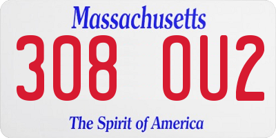 MA license plate 308OU2