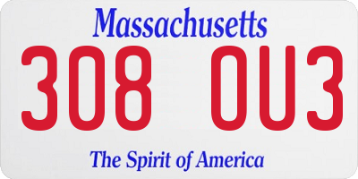 MA license plate 308OU3