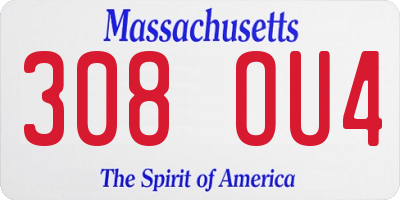 MA license plate 308OU4