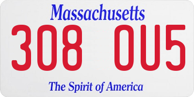 MA license plate 308OU5