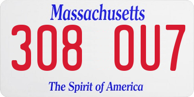 MA license plate 308OU7