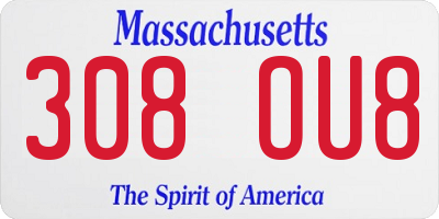 MA license plate 308OU8