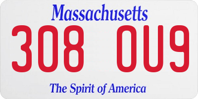 MA license plate 308OU9
