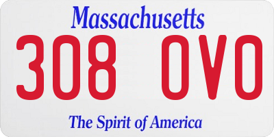 MA license plate 308OV0