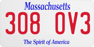MA license plate 308OV3