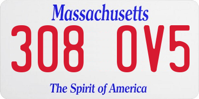 MA license plate 308OV5