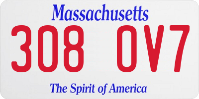 MA license plate 308OV7