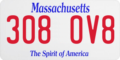 MA license plate 308OV8