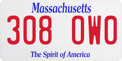 MA license plate 308OW0