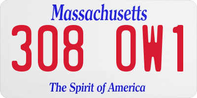 MA license plate 308OW1