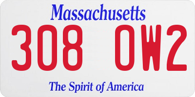 MA license plate 308OW2