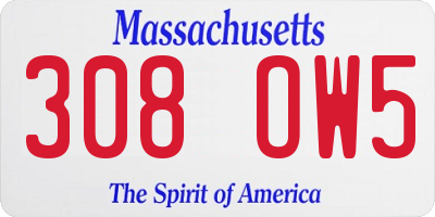 MA license plate 308OW5