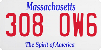 MA license plate 308OW6