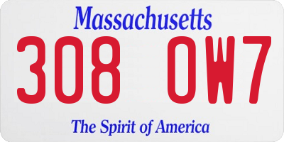 MA license plate 308OW7