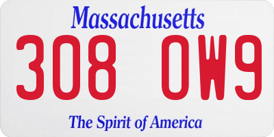 MA license plate 308OW9