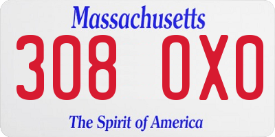 MA license plate 308OX0