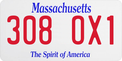 MA license plate 308OX1