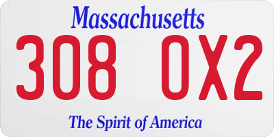MA license plate 308OX2