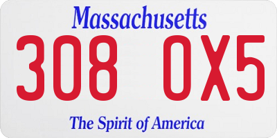 MA license plate 308OX5