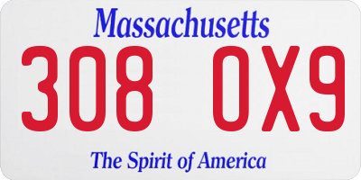MA license plate 308OX9