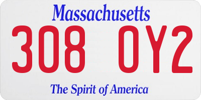 MA license plate 308OY2