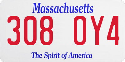 MA license plate 308OY4