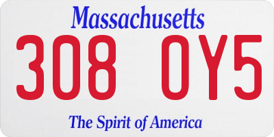 MA license plate 308OY5