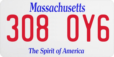 MA license plate 308OY6