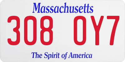 MA license plate 308OY7