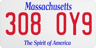 MA license plate 308OY9