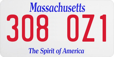 MA license plate 308OZ1