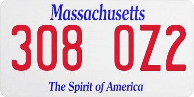 MA license plate 308OZ2