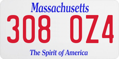 MA license plate 308OZ4