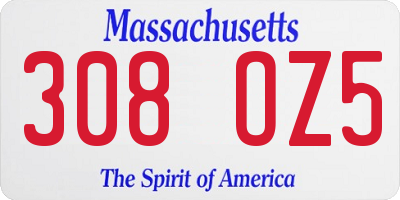 MA license plate 308OZ5