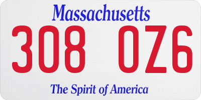 MA license plate 308OZ6
