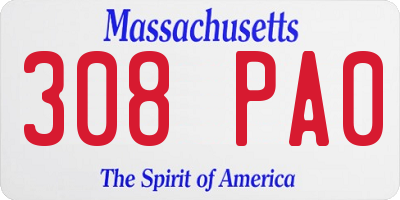 MA license plate 308PA0