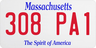 MA license plate 308PA1