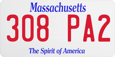 MA license plate 308PA2