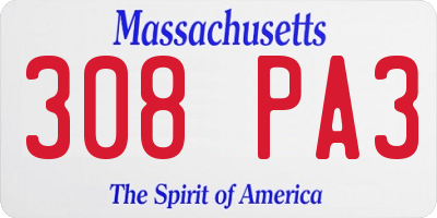 MA license plate 308PA3