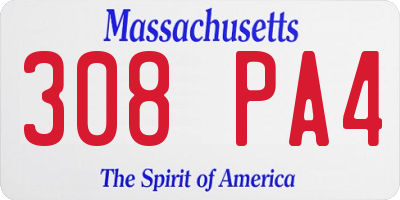 MA license plate 308PA4