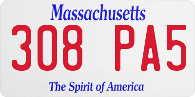 MA license plate 308PA5