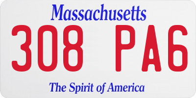 MA license plate 308PA6