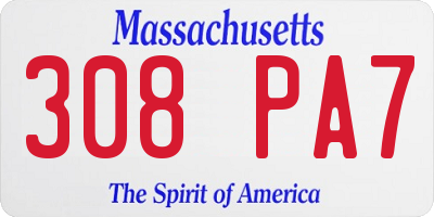 MA license plate 308PA7