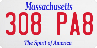 MA license plate 308PA8
