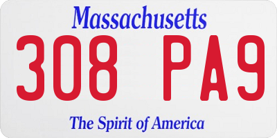 MA license plate 308PA9