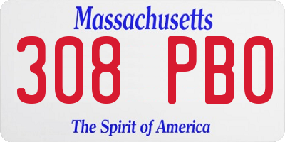 MA license plate 308PB0